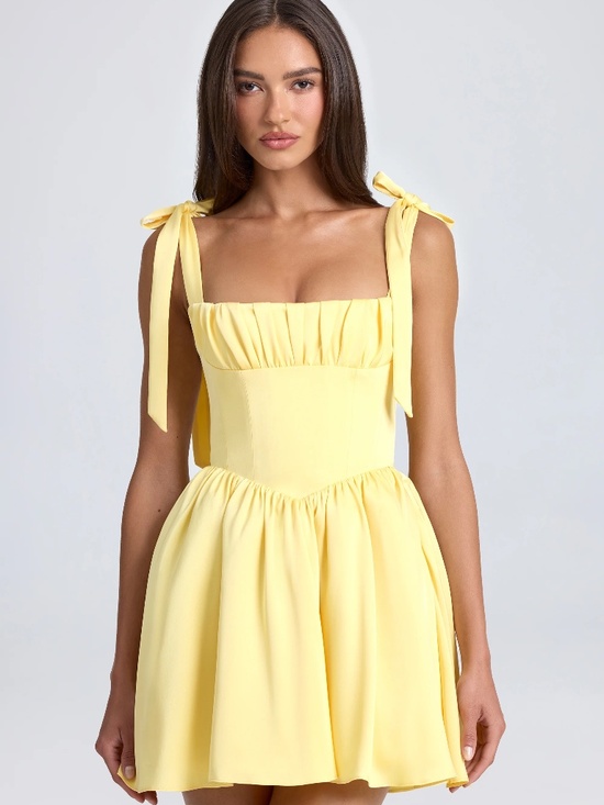 Oh Polly Dresses & Skirts - Oh Polly Bellamy Draped Corset Mini Dress Lemon Sherbert